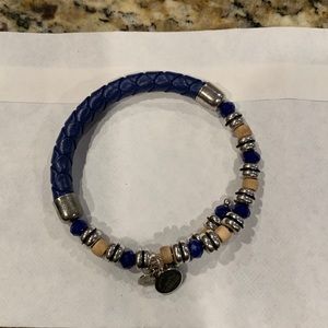 Alex and Ani Navy Leather and Beaded Bracelet